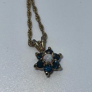 Opal & Blue Sapphire Gold Plated Necklace